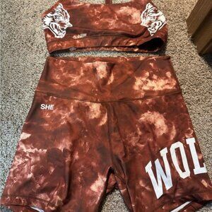 SHE DARC SPORT WOLVES Two Piece Athletic Set Bra & Shorts